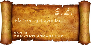 Sárossy Levente névjegykártya